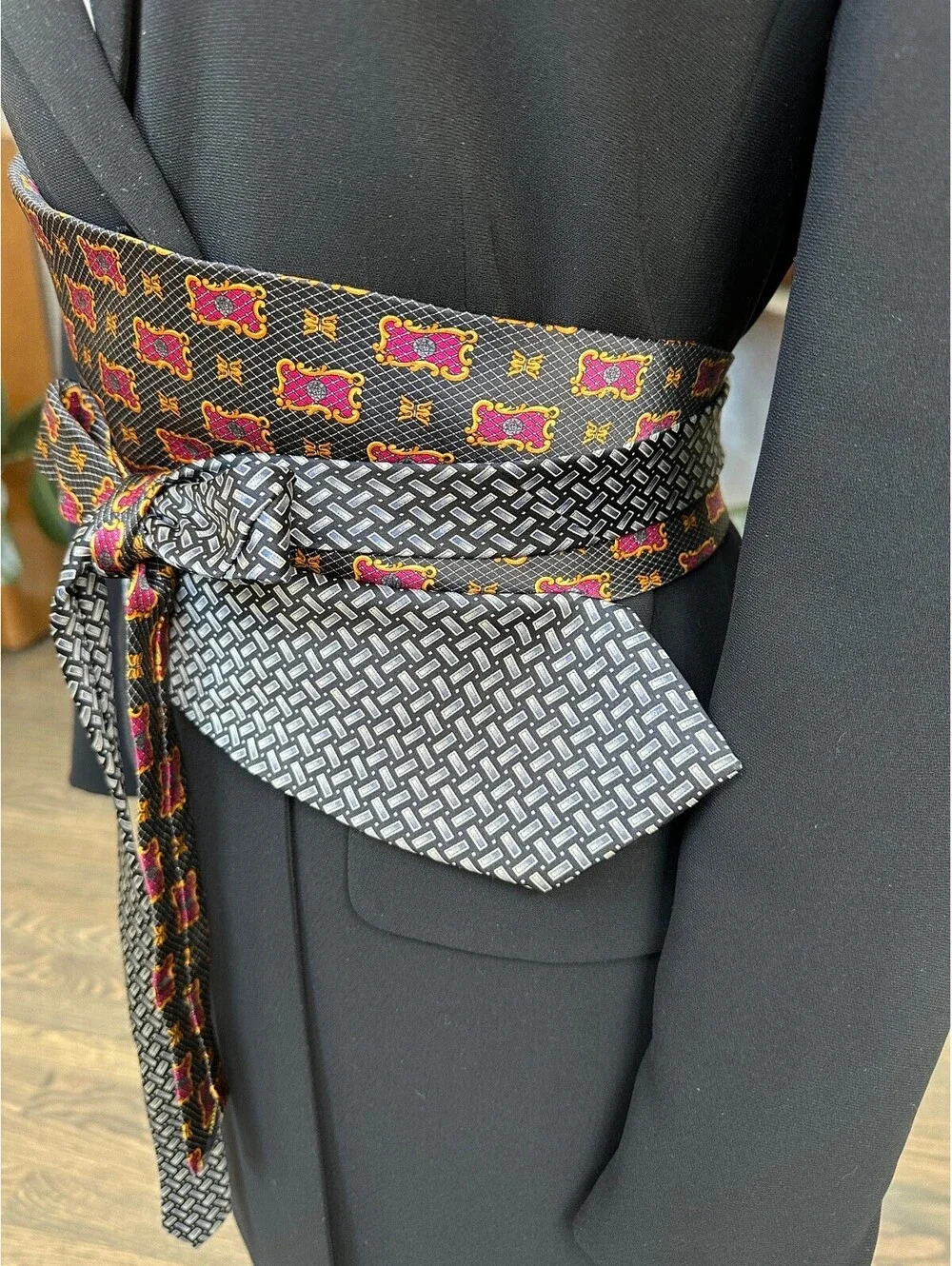 Upcycled Silk Necktie Obi Belt | Handmade Corset Style Belt | One-of-a-Kind | OS